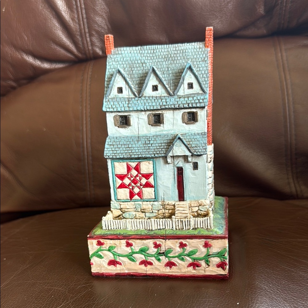 Festive Blue and Red Holiday Village Decor